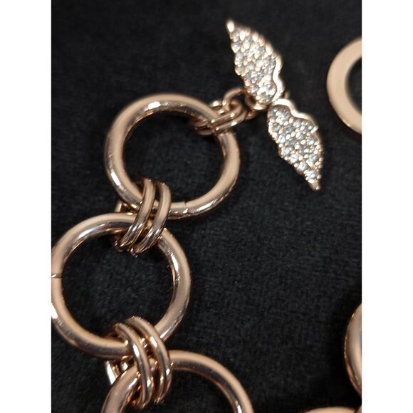 Victorias Secret Angel Wing Rose Gold Tone Round Chain Toggle Bracelet 8 in - Picture 3 of 9